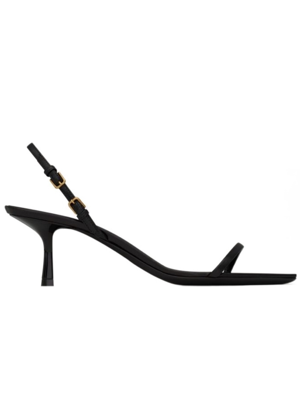 Saint Laurent Black Strappy Slingback Kitten Heel Sandal
